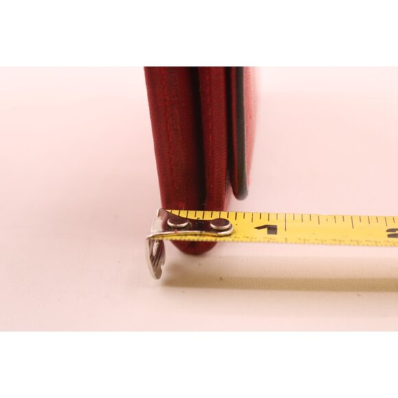 Buxton Red Leather Top Grain Cowhide Folding Wallet Coin Purse w/Keychain Vtg - Picture 10 of 12